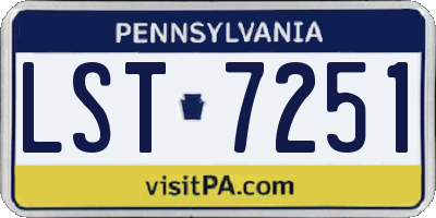 PA license plate LST7251