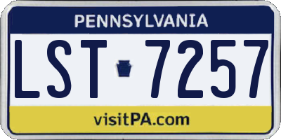 PA license plate LST7257