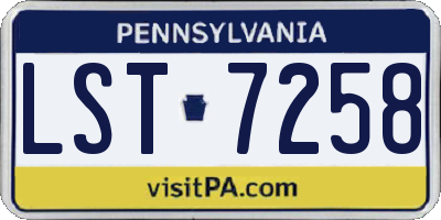 PA license plate LST7258