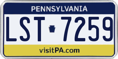 PA license plate LST7259