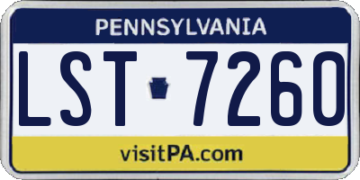 PA license plate LST7260