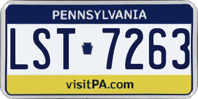 PA license plate LST7263