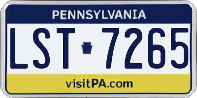 PA license plate LST7265