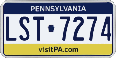 PA license plate LST7274