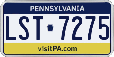 PA license plate LST7275