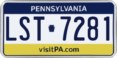 PA license plate LST7281