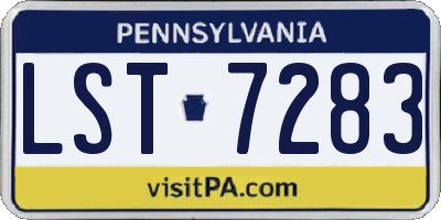 PA license plate LST7283