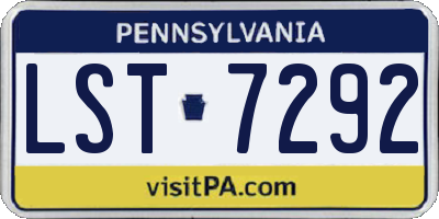 PA license plate LST7292