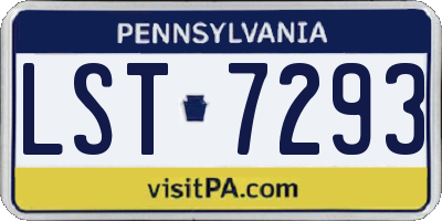 PA license plate LST7293