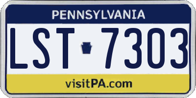 PA license plate LST7303