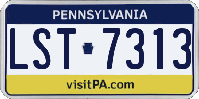 PA license plate LST7313