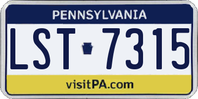 PA license plate LST7315