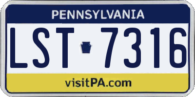 PA license plate LST7316