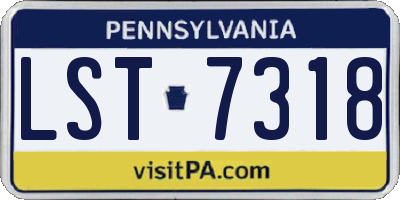 PA license plate LST7318