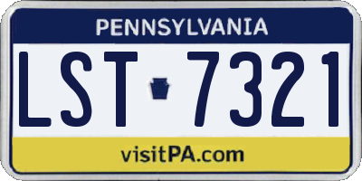 PA license plate LST7321