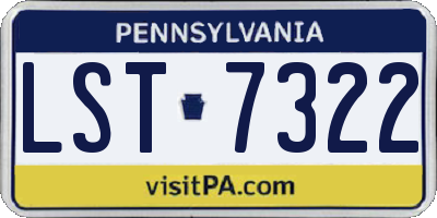 PA license plate LST7322