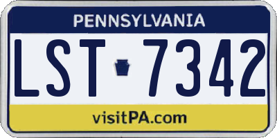 PA license plate LST7342