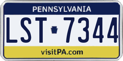 PA license plate LST7344