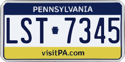PA license plate LST7345
