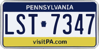 PA license plate LST7347