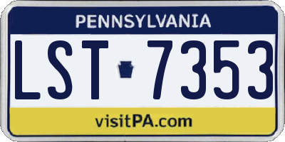 PA license plate LST7353