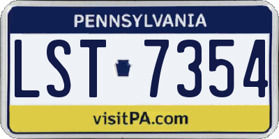 PA license plate LST7354