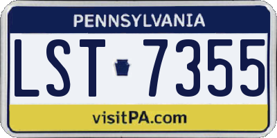 PA license plate LST7355