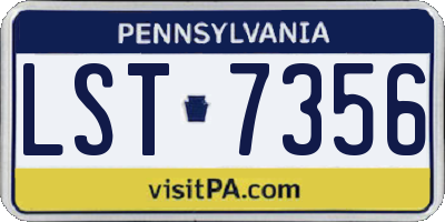 PA license plate LST7356