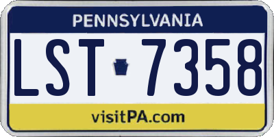 PA license plate LST7358