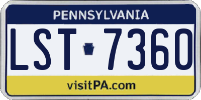 PA license plate LST7360