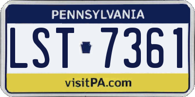 PA license plate LST7361