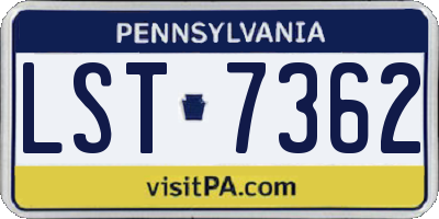 PA license plate LST7362