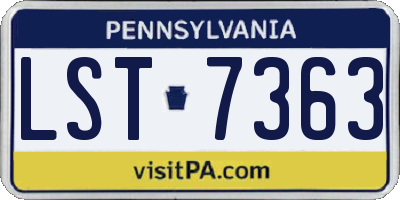 PA license plate LST7363