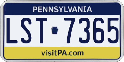 PA license plate LST7365