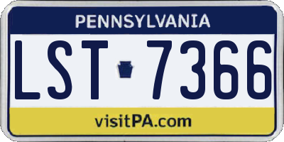 PA license plate LST7366