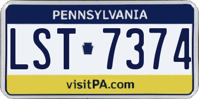 PA license plate LST7374