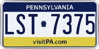 PA license plate LST7375