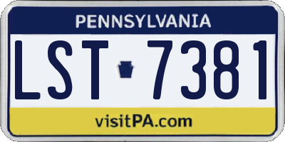 PA license plate LST7381