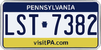 PA license plate LST7382