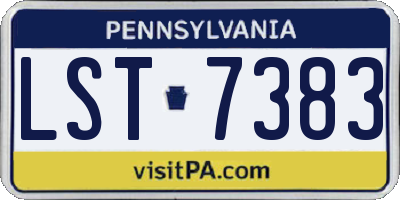 PA license plate LST7383