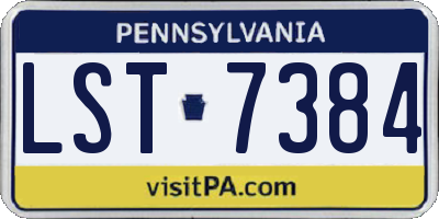 PA license plate LST7384