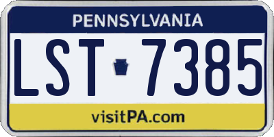 PA license plate LST7385