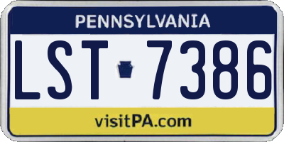 PA license plate LST7386