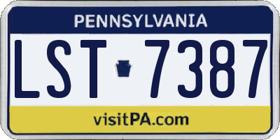 PA license plate LST7387