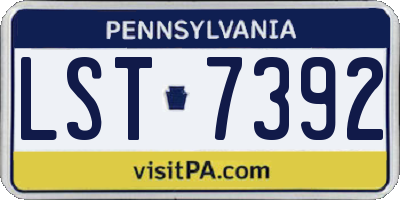 PA license plate LST7392