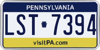PA license plate LST7394