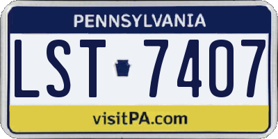 PA license plate LST7407