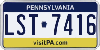 PA license plate LST7416