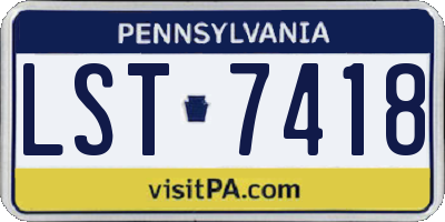 PA license plate LST7418