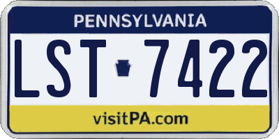 PA license plate LST7422